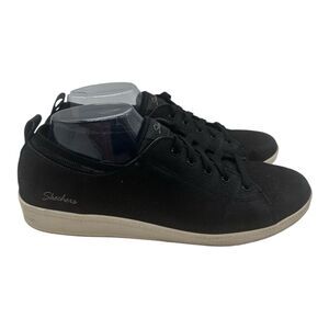 Skechers Madison‎ Ave Shoes Women's Size 10 Black Faux Leather Lace Up Sneakers